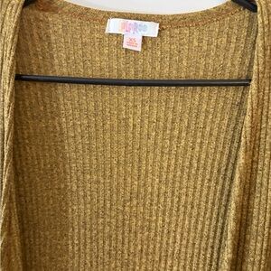 LuLaRoe Gold Cardigan Sweater with Ribbed Texture